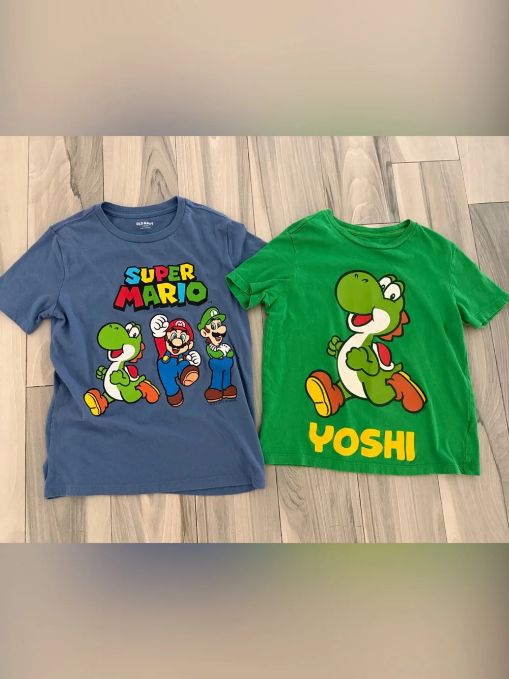 Old Navy Super Mario & Yoshi Graphic Tee Set - Blue and Green